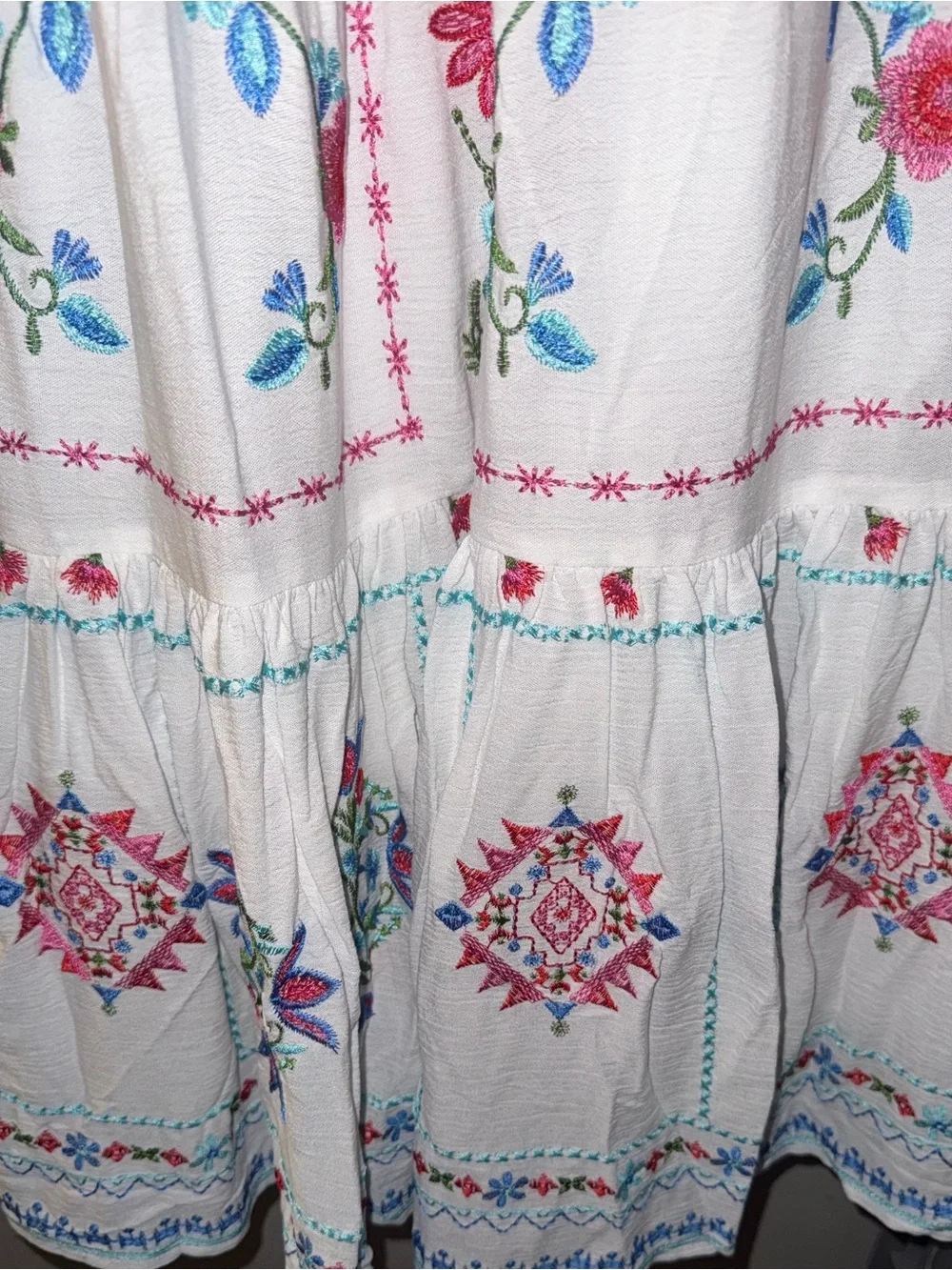 Hale Bob White Maxi Dress with Pink & Blue Embroidery - Picture 9 of 13